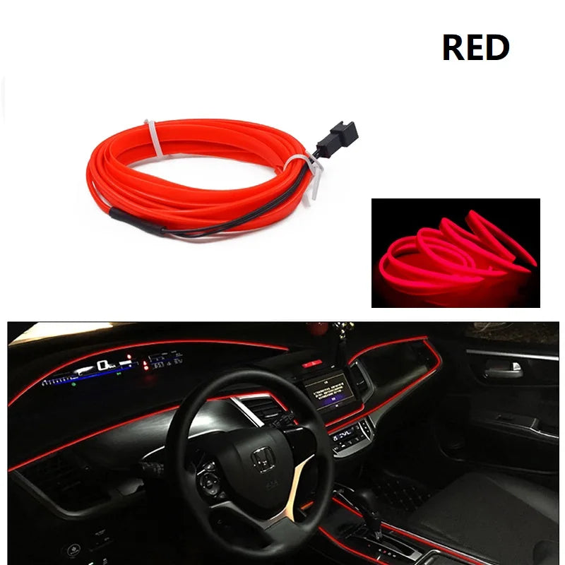 LED Car Interior Decoration Light EL Wiring Neon Strip For Auto DIY Flexible Ambient Light with USB Drive Ambient Lamp