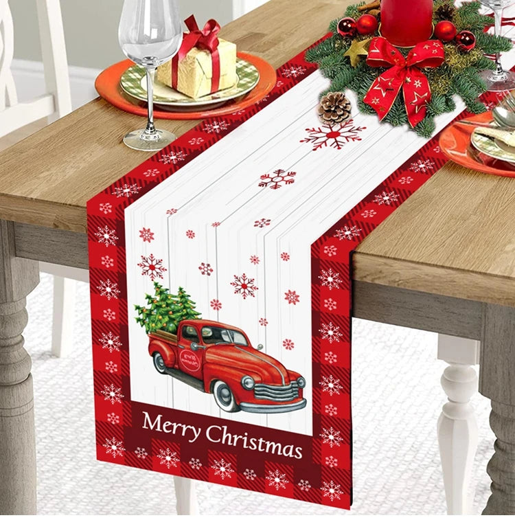 2024 Christmas Table Runners Merry Christmas Decoration for Home Tablecloth Table Cover Xmas Gifts Navidad Noel New Year 2025