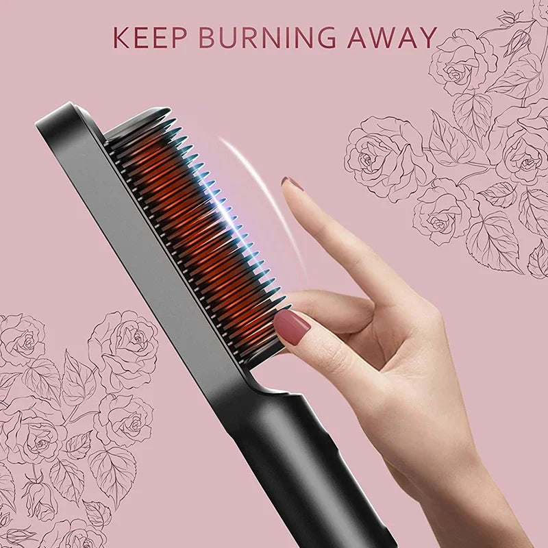 3-in-1 Straightening Comb Heated Hair Brush,Hair Straightener Brush Negative Ion Styling Comb Hair Styling Tool