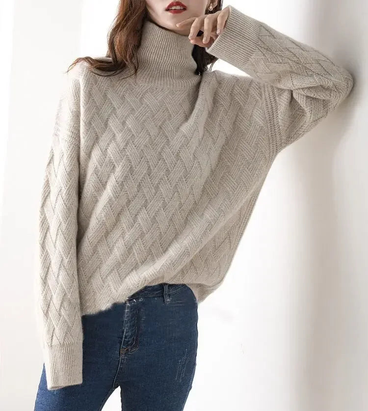 2024 New Women Loose Sweater Winter Casual Chic Cashmere Oversize Thick Sweater Pullovers Pullover Female Long Sleeve