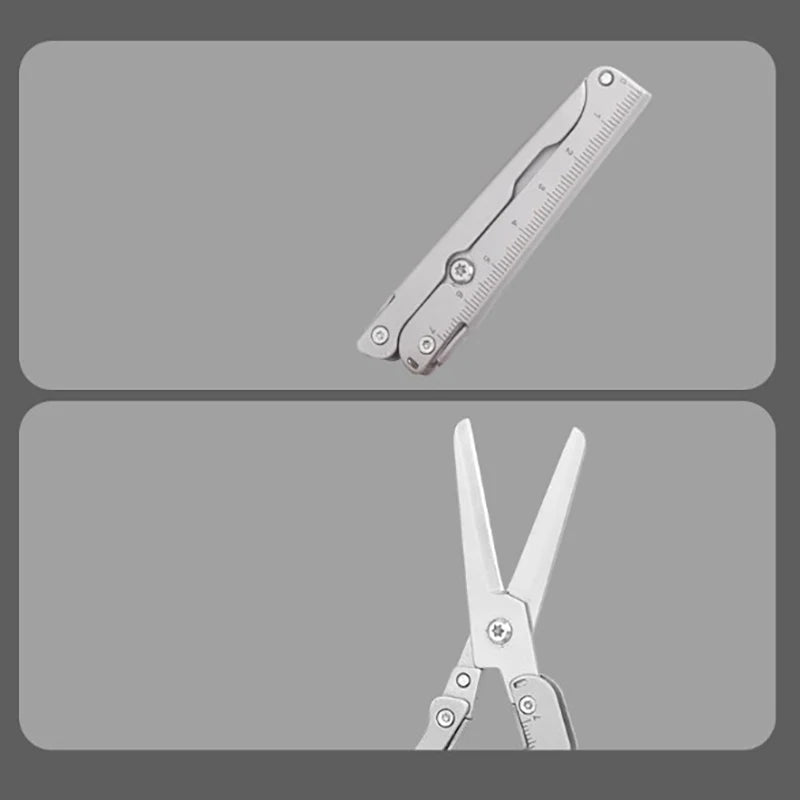 Big Scissors With Back Clip Graduated Scale Multi Functional Mini Portable Folding Scissors Combination Tool Outdoor Tools