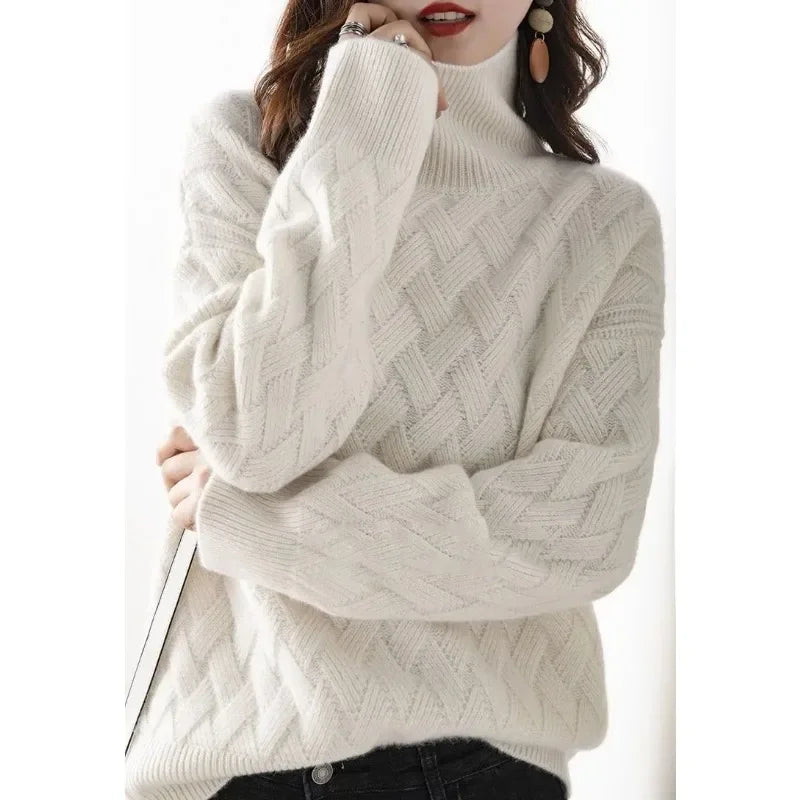 2024 New Women Loose Sweater Winter Casual Chic Cashmere Oversize Thick Sweater Pullovers Pullover Female Long Sleeve