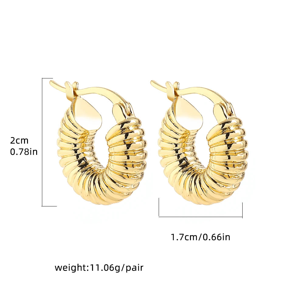 Punk Gold plated Chunky Irregular Hammered Hoop Earrings for Women Minimalist Geometric Twisted Polished Ear Ring Huggie Hoops