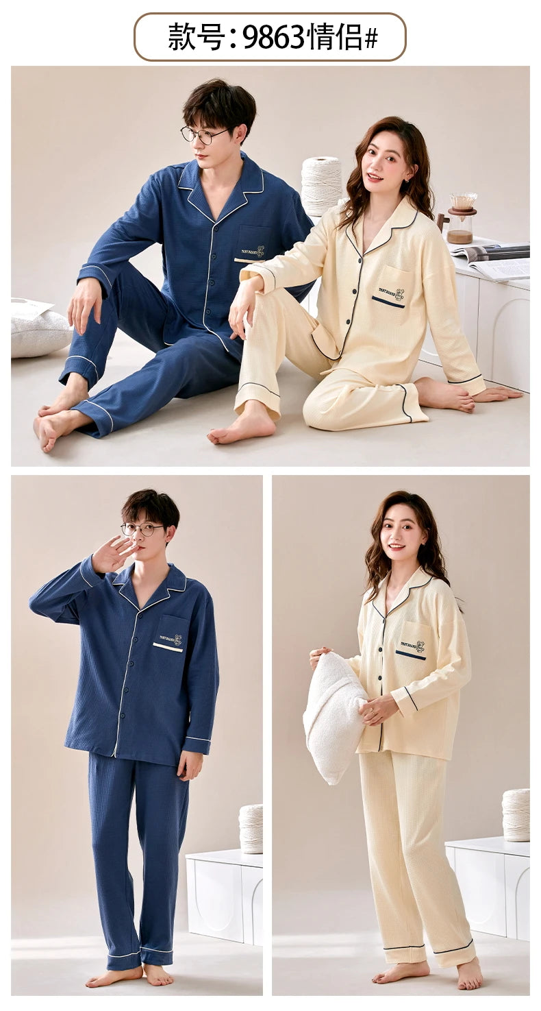 Pijamas En Conjunto Parejas Stretch Pyjama Cute Pajamas Nightgowns Couple Sleepwear Nightgowns Women Elegant Fashion Dress