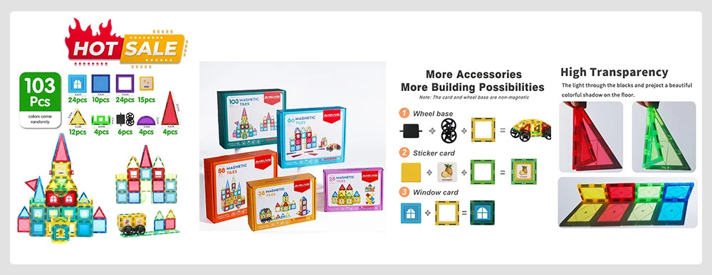 Magplayer Magnetic Building Blocks Construction Set Magnet Tiles Children Montessori Educational Game Toys For Kid Boy Girl Gift