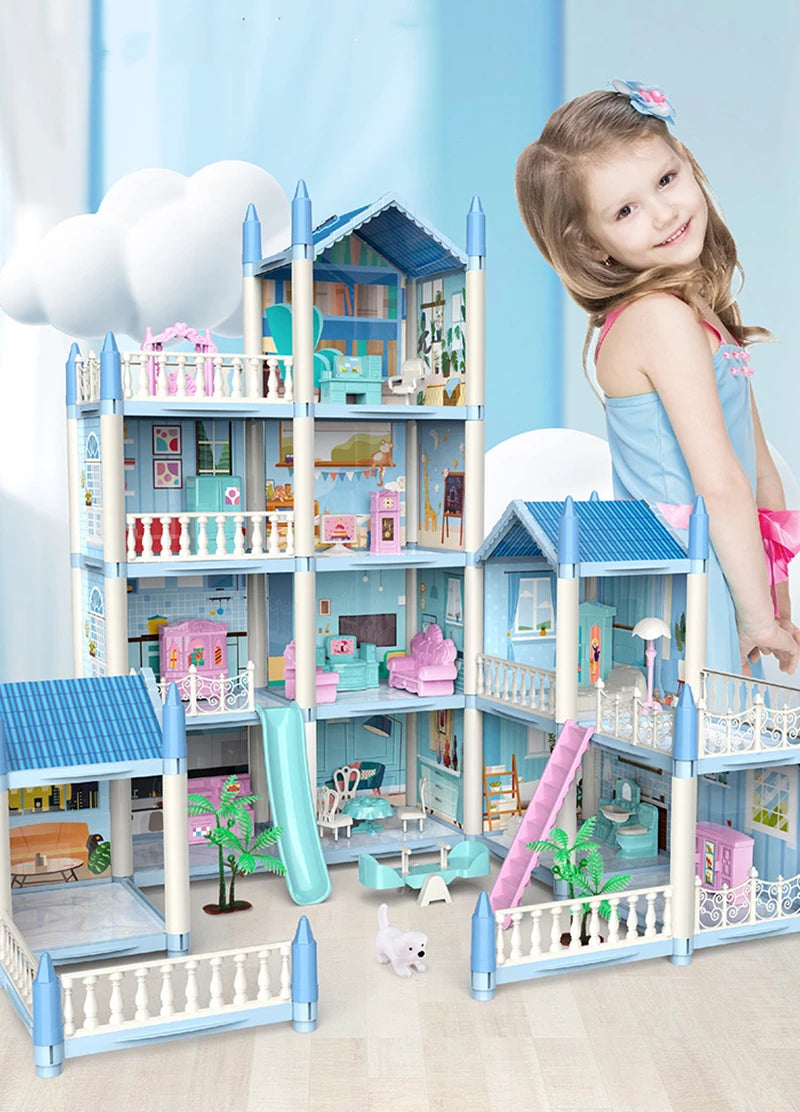 Diy Mini Doll House - 3d Assembling With Kids Walk-through Princess Castle, Led Lights, Birthday Surprise Toys