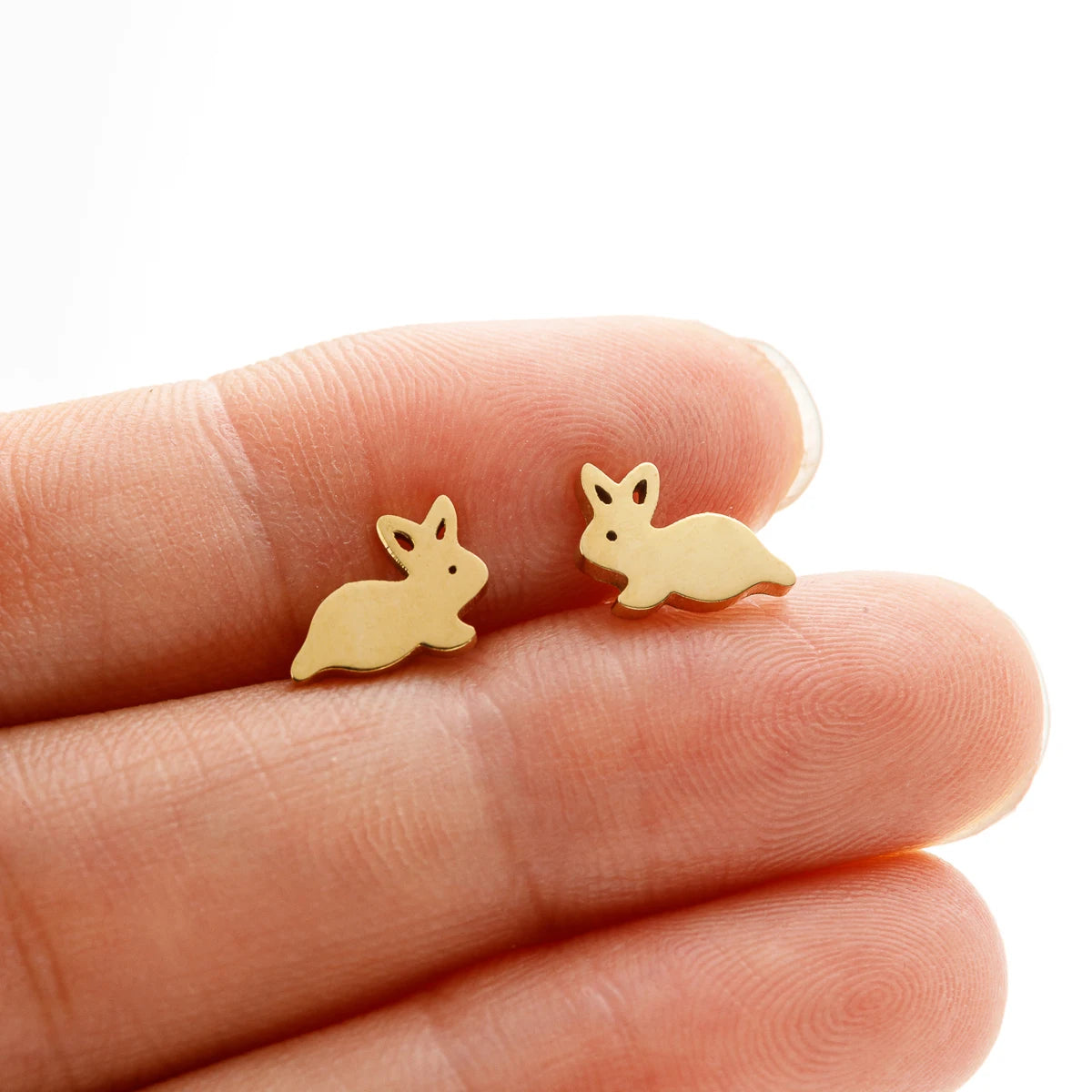 Hollow Stainless Steel Cute Rabbit Bunny Earring For Girl Ear Stud Fashion Jewelry Cute Animal Party Anniversary Stud Earrings