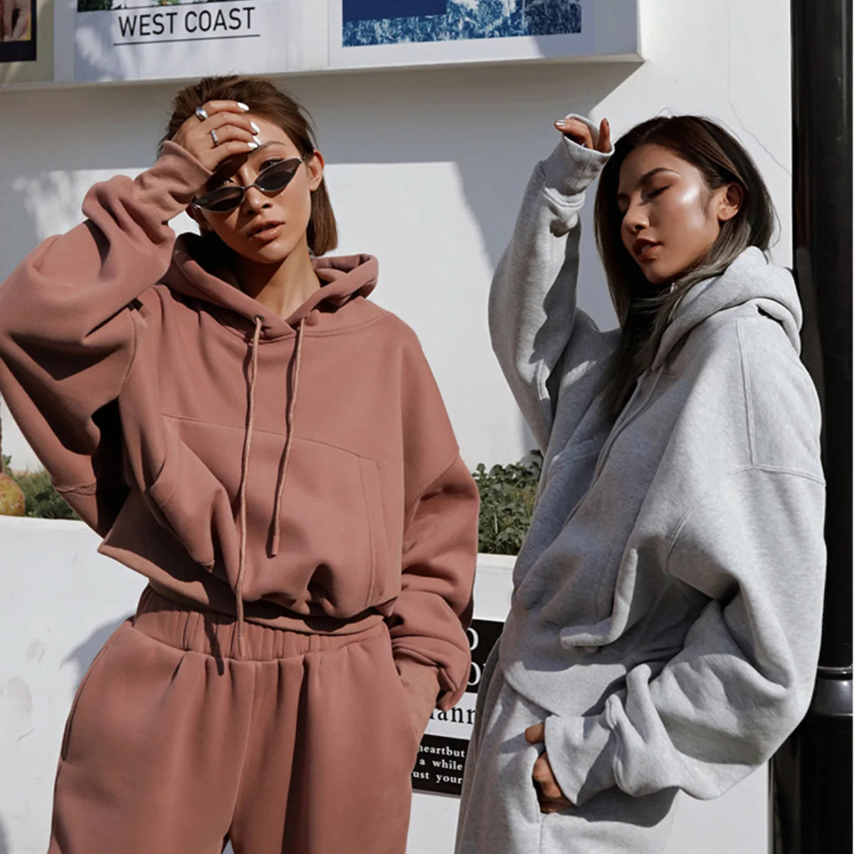 Two-Piece Women's Solid Color Outfits Workout Sets 2024 Autumn Long Sleeved Hoodie Tracksuit For Women Jogger Pant Matching Set