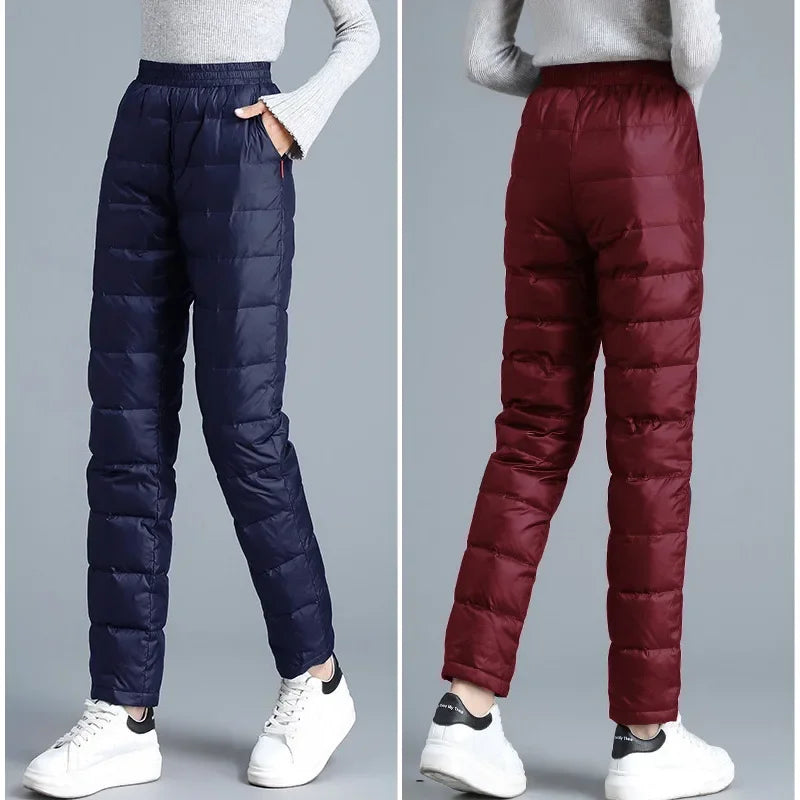 Winter New Style High-waisted Thickened Downcotton Wadded Trousers Women's Slimming Cotton Wadded Pants Windproof Warm Outerwear