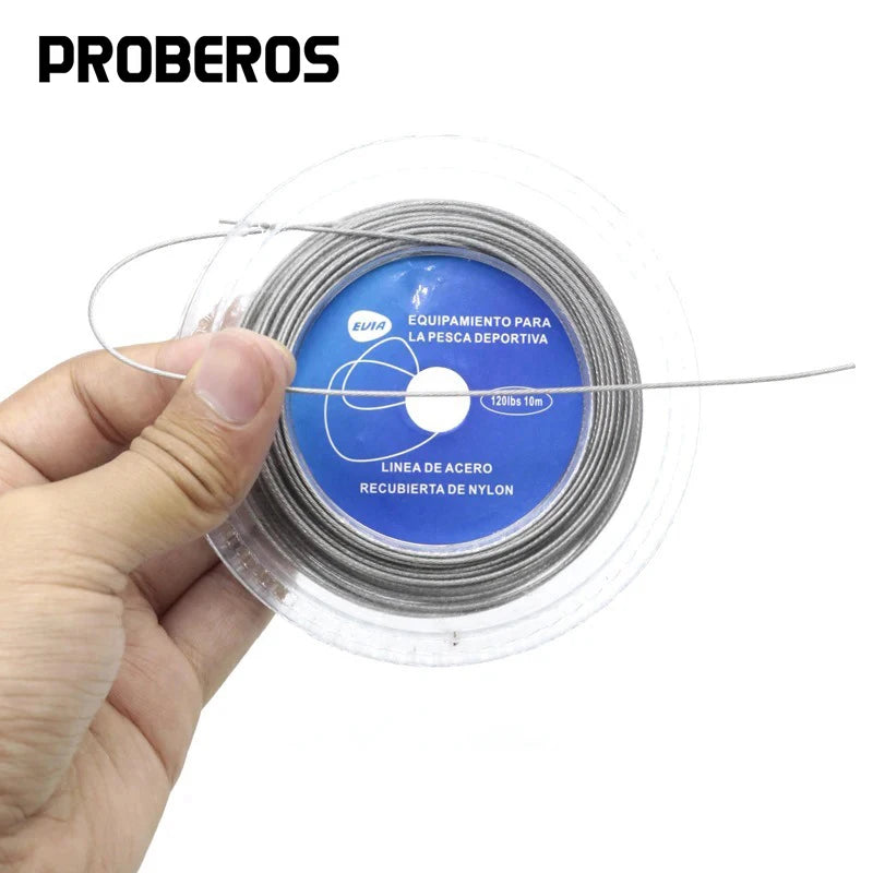 PRO BEROS Stainless Steel Fishing Line 10M 7 Strands 10LB-200LB Trace Nylon Coated  High Strength Lure Leader Wire for Saltwater