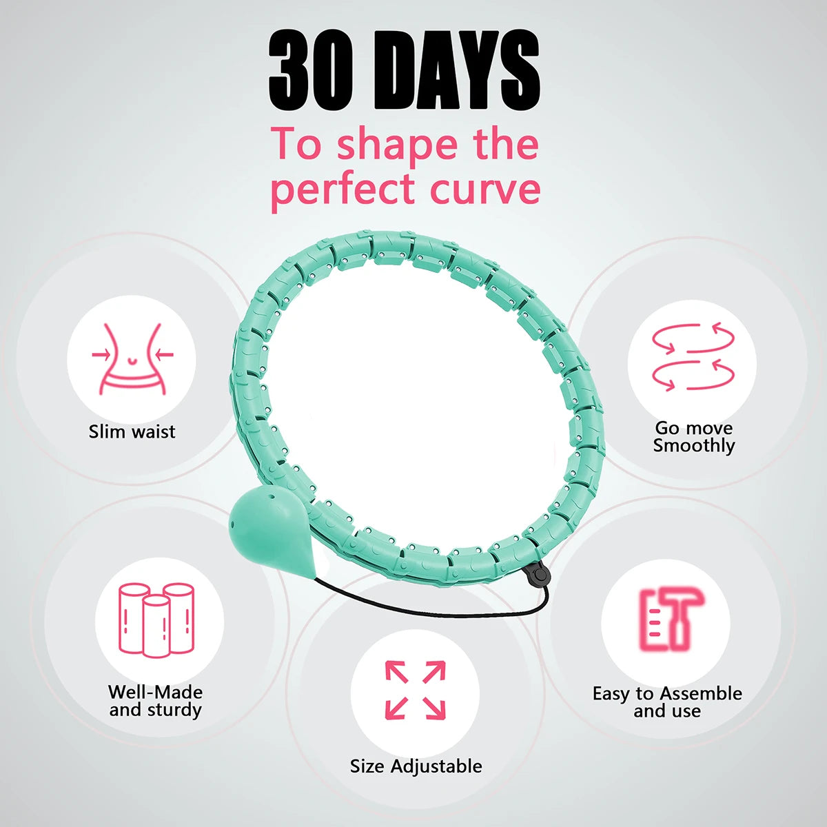 21/24/27/30 Knots Weighted Hula Circle Sport Hoops Weight Loss Plus Size Smart Exercise 2 in 1 Adjustable with Detachable Knots