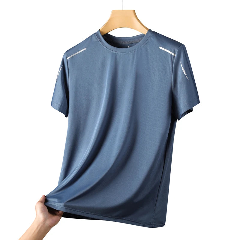 CHRLCK Men's Running Quick Drying T-shirts Breathable Hiking Fishing Tees Soft Elasticity Outdoor Sports Short Shirt Summer