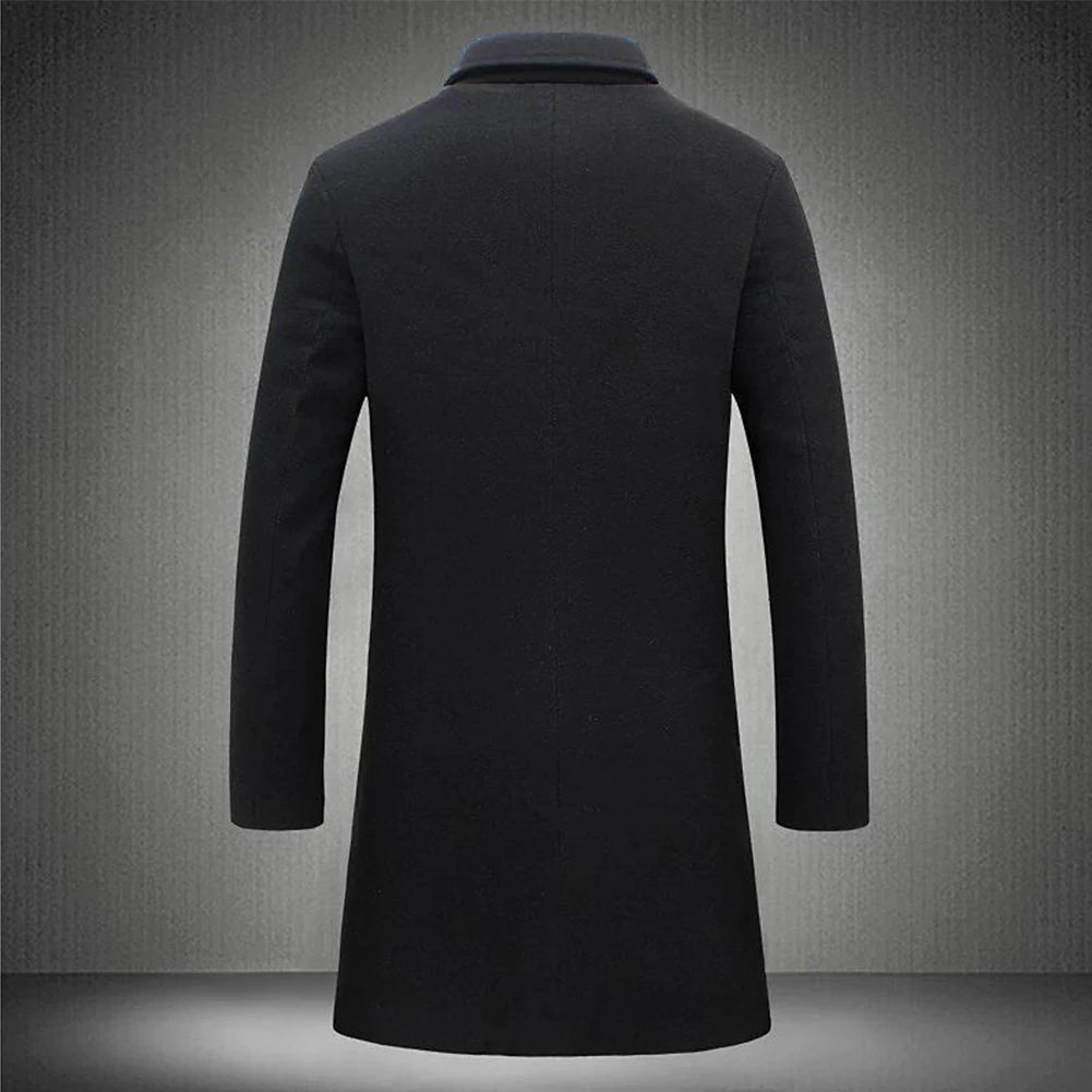 Warm And Comfortable Black Trench Coat For Mens Long Sleeve Single Breasted Overcoat Perfect For Fall And Winter