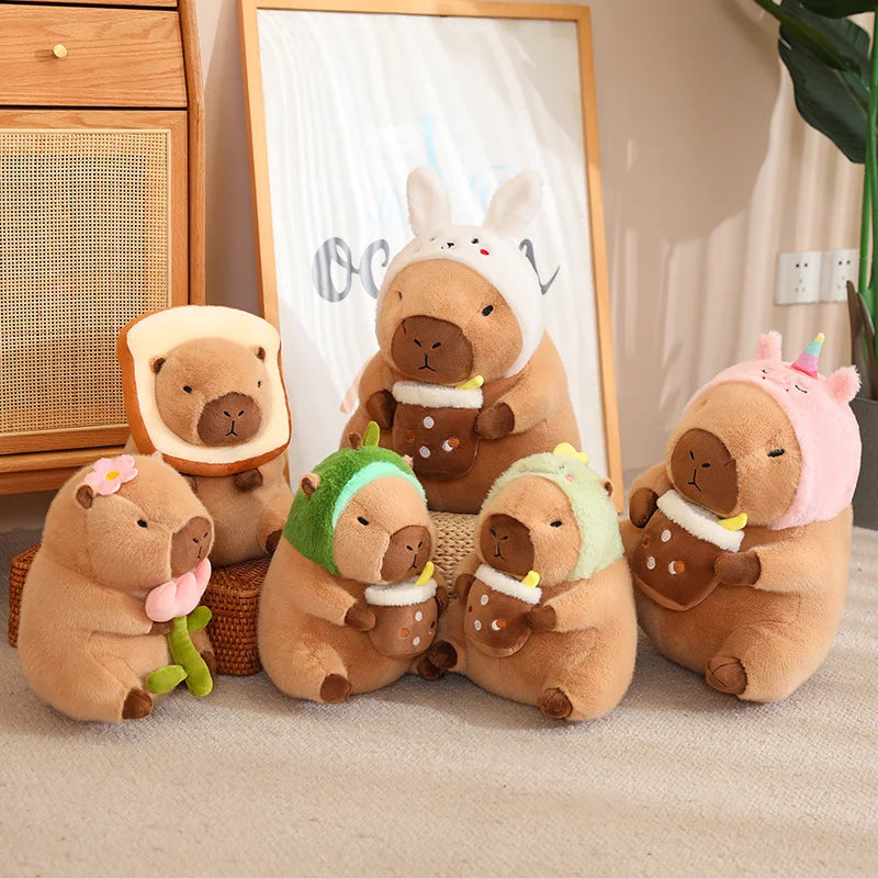 Lotus leaf Capybara Plush Toy Turtle Oyster Bee Bckpack Capibara Cosplay Unicorn Dinosaur Boba Bread Ring Decor Stuffed Animals