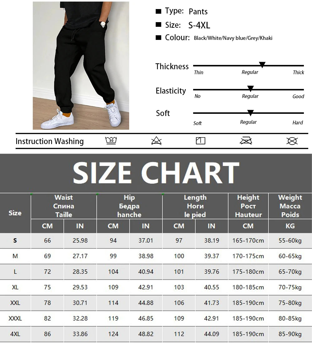 Men's Casual Pants Fashion Drawstring Casual Pants Joggers Workout Running Gym Fitness Sports Trousers Streetwear Trousers