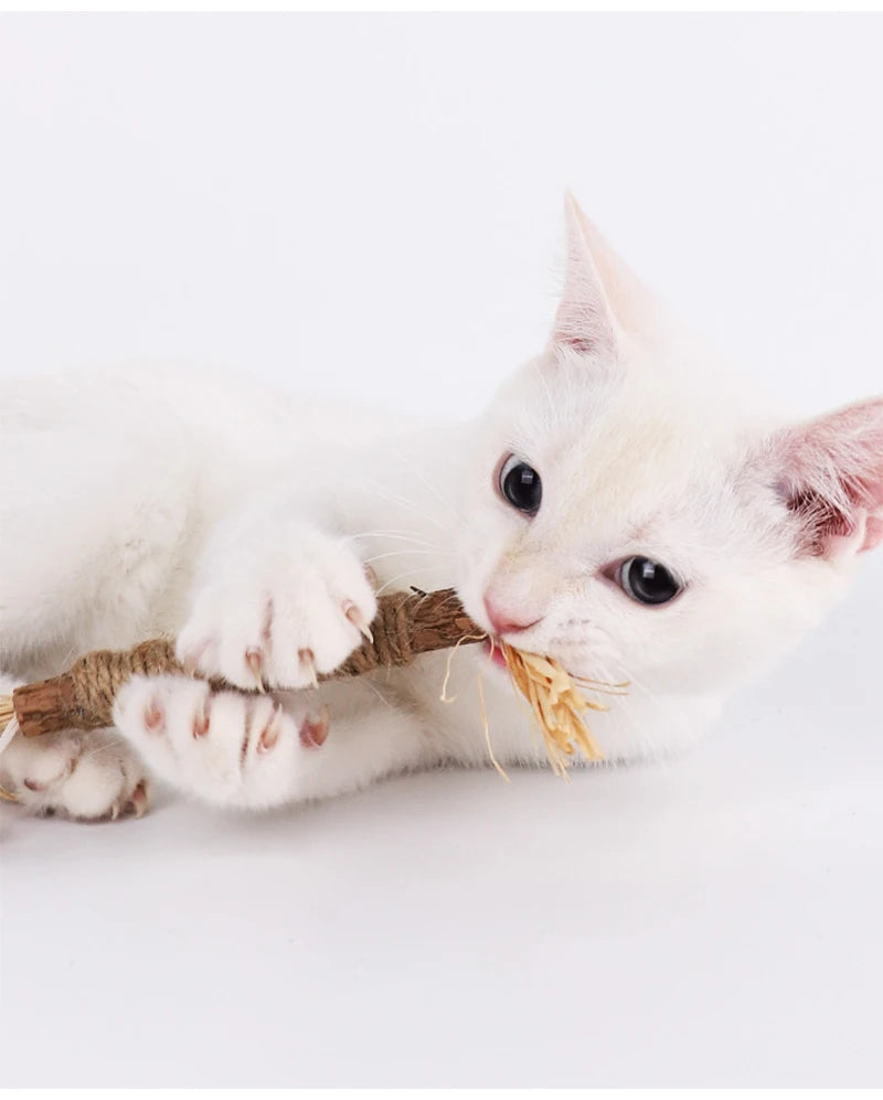 1 Pc Cat Toys Silvervine Chew Stick Polygonum Kitty Raffia Grass Pet Supplies Cleaning Teeth Stick Pet Bite Cat Toy Hemp Rope