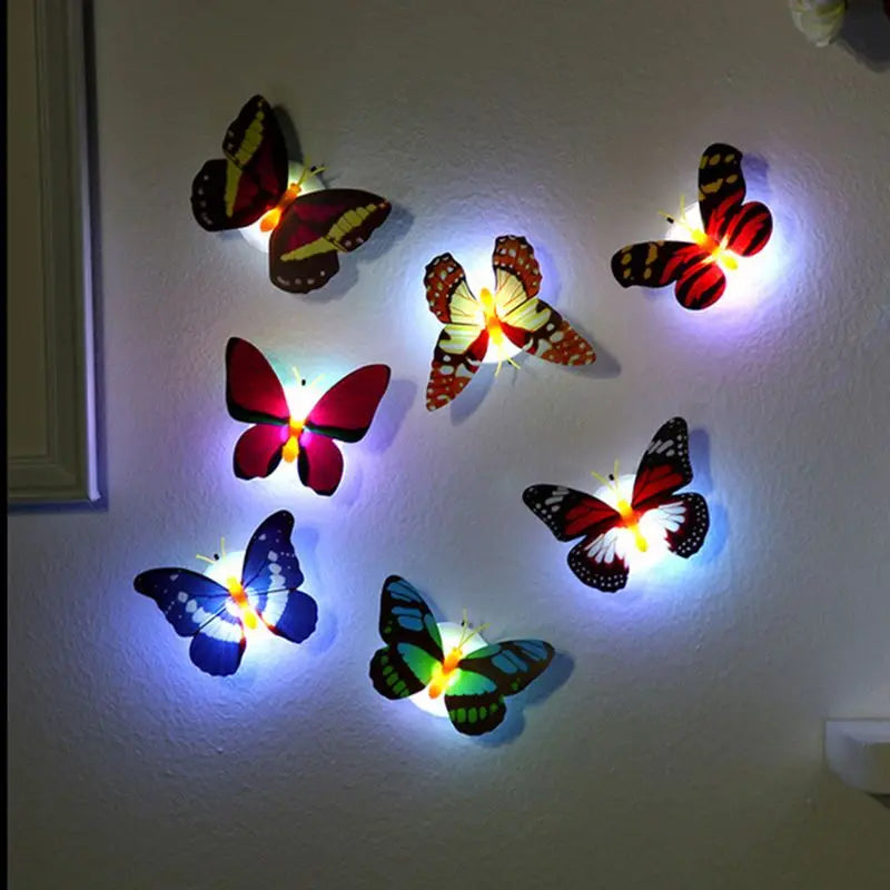 1~4 PCS Pasteable 3D Butterfly Night Lights Luminous Led Wall Sticker Lamps Creative DIY Decorative Light Home Decoration Light