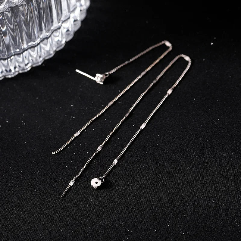 Fashion Silver Color Long Tassel Earrings for Women Temperament Ear Line Fine Jewelry Accessorie Party Gifts