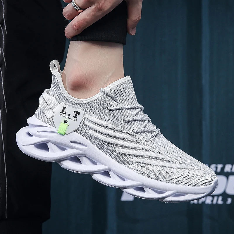 Black Running Jogging Shoes Casual Sneakers White Outdoor Breathable Mesh Shoes Men Light Shock-absorption Sports Shoes