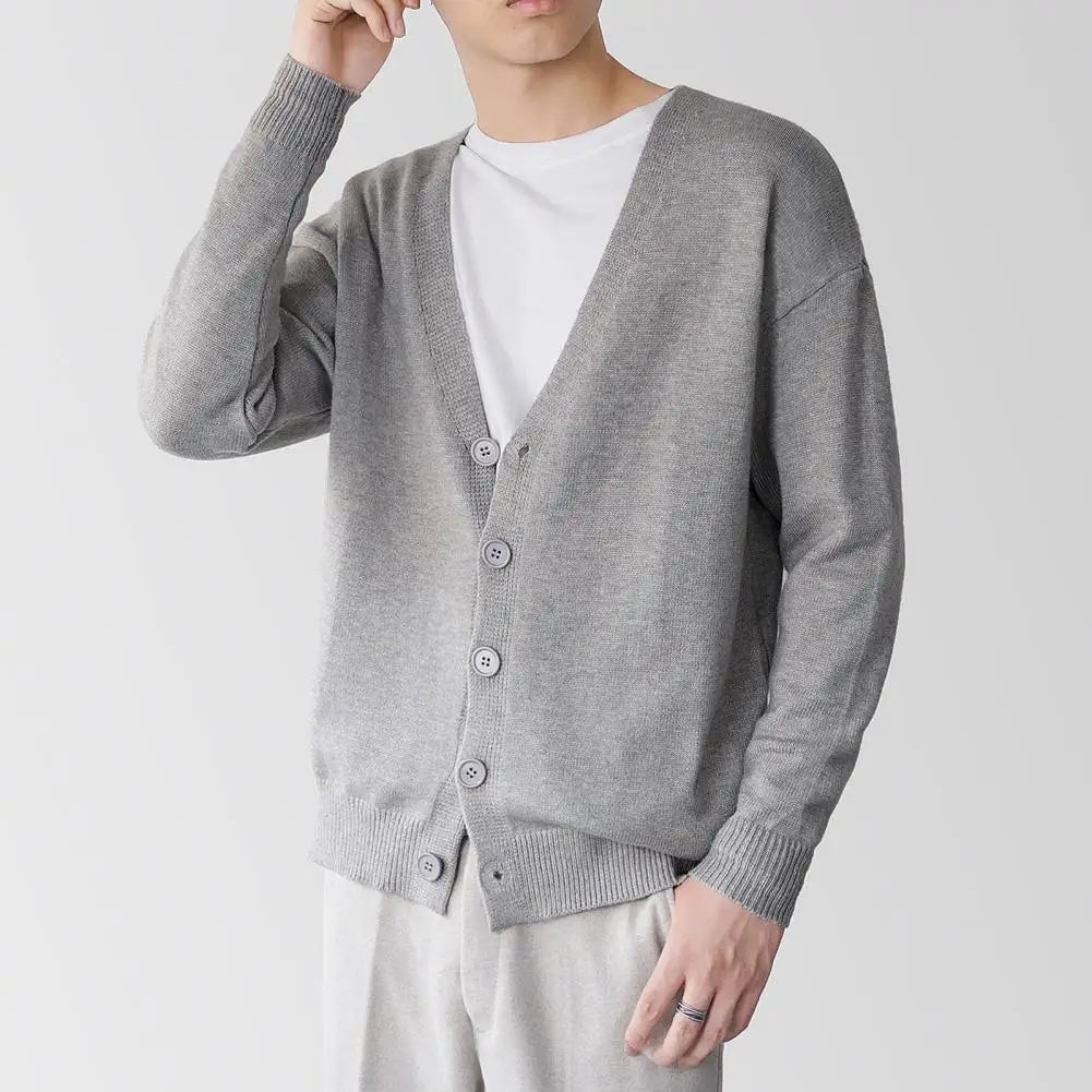 Men Knitted Cardigan V-neck Slim Fit Single-breasted Sweater Cardigan Keep Warm Knitwear Spring Autumn Male Sweater Knitted Coat