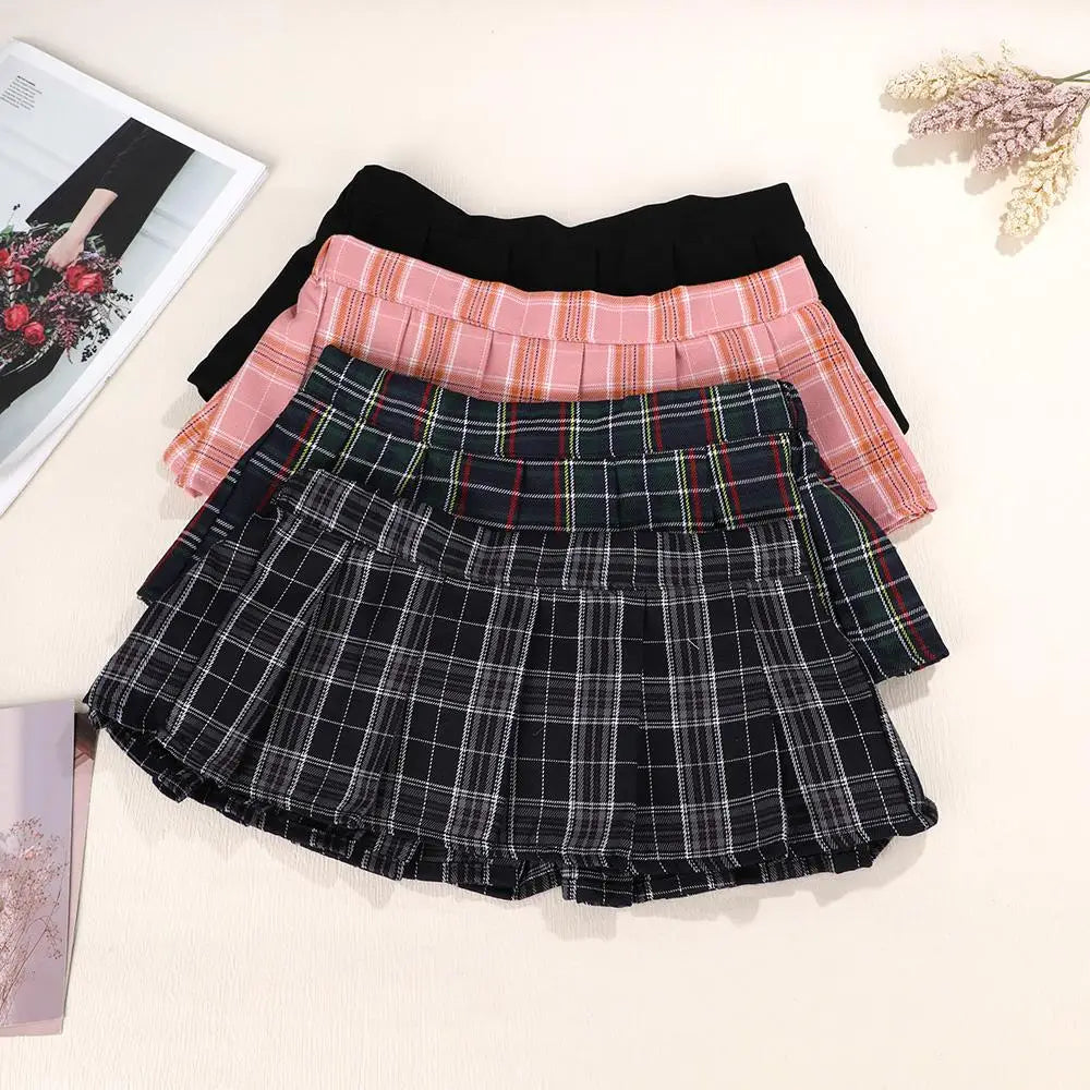 Sexy Pleated mini Skirts Women Summer high Waist Micro Plaid Skirt Pink Black cute Skirts Student Girls Harajuku Goth Y2k Skirt