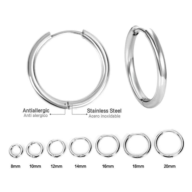 1 Pair Stainless Steel Hoop Earrings Women Men Gold Color Small Earrings Girl Jewelry Pendientes Mujer Aretes Cartilage Piercing