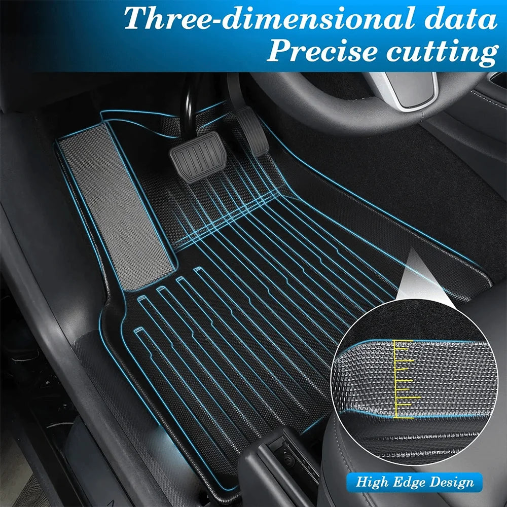 XPE Floor Mats for Tesla Model Y Model 3 2021-2024 All Weather Trunk Floor Mat Waterproof Non-Slip Cargo Liner Left Right Rubber