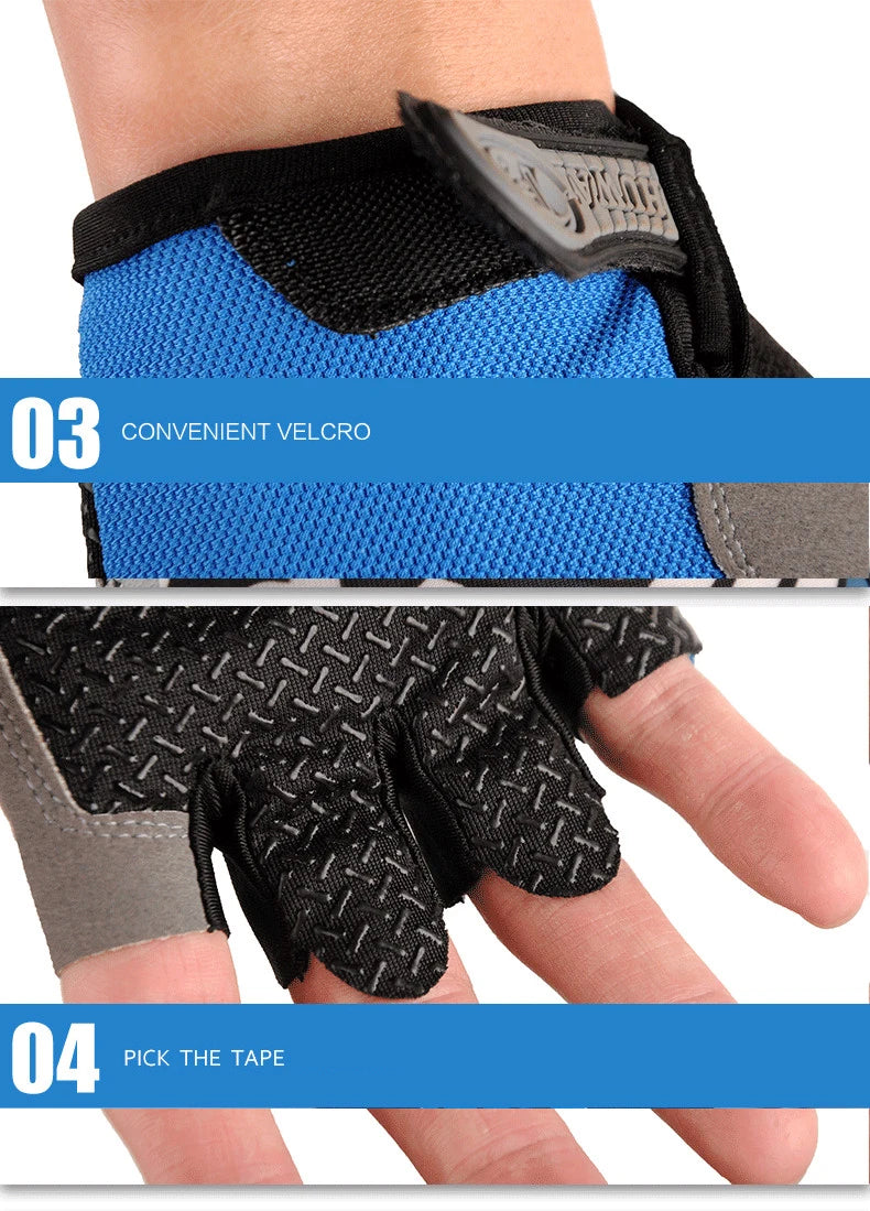 Professional Gym Fitness Breathable Anti-Slip Women Men Half Finger Summer Fishing Cycling Fingerless Gloves Female Bicycle Bike