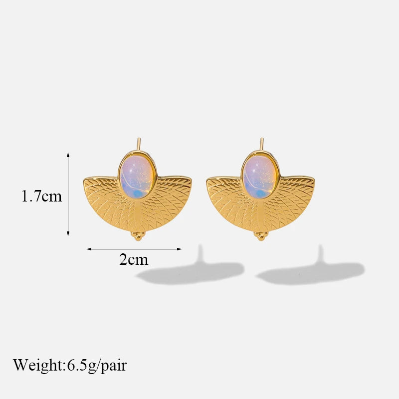 EILIECK 316L Stainless Steel Heart Eye Stone Small Earrings For Women 2024 New Fashion Ear Stud Waterproof Jewelry Gift Bijoux