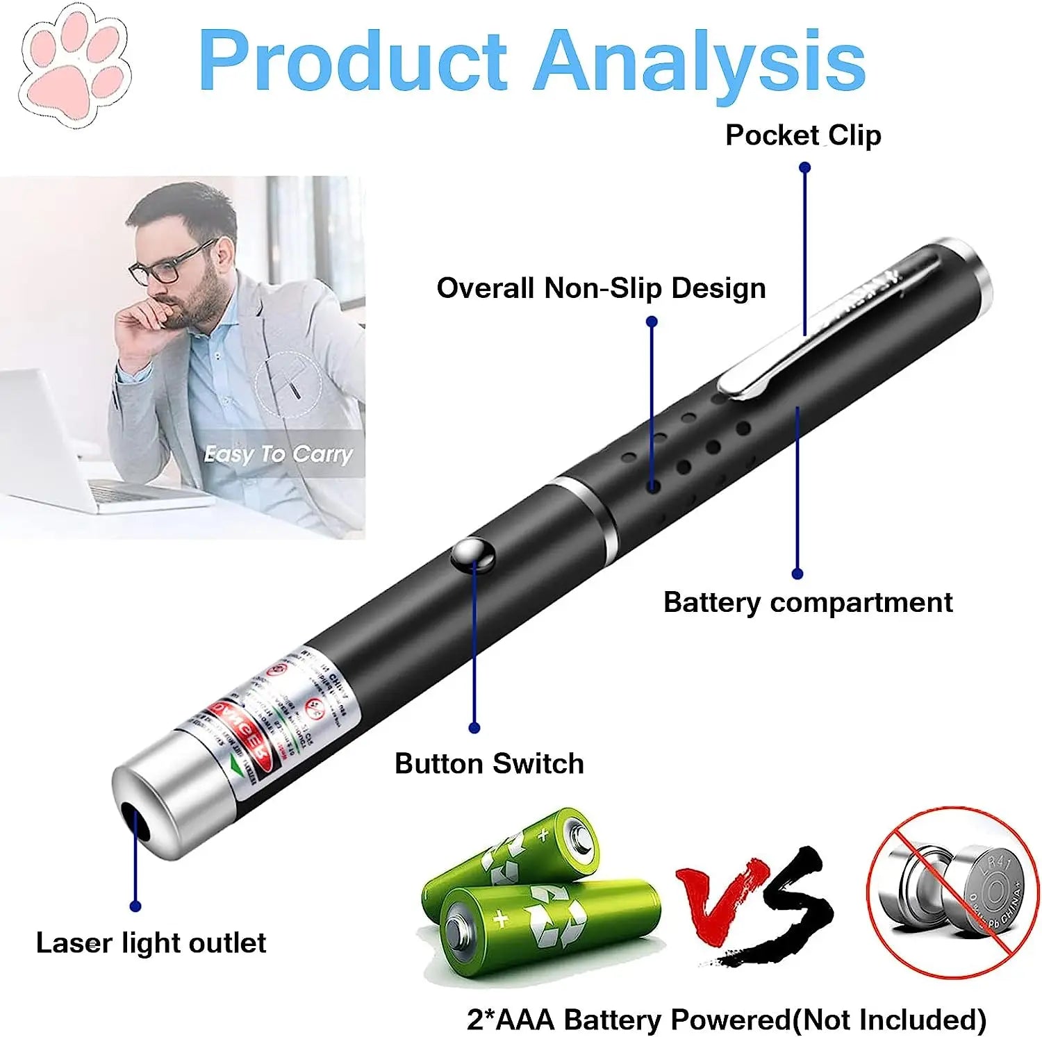 Mini 2 in1Cat Keychain Fun Pointer No battery Portable Laser pointer LED Training Torch Pet Cat Tickle Toy Flashlight