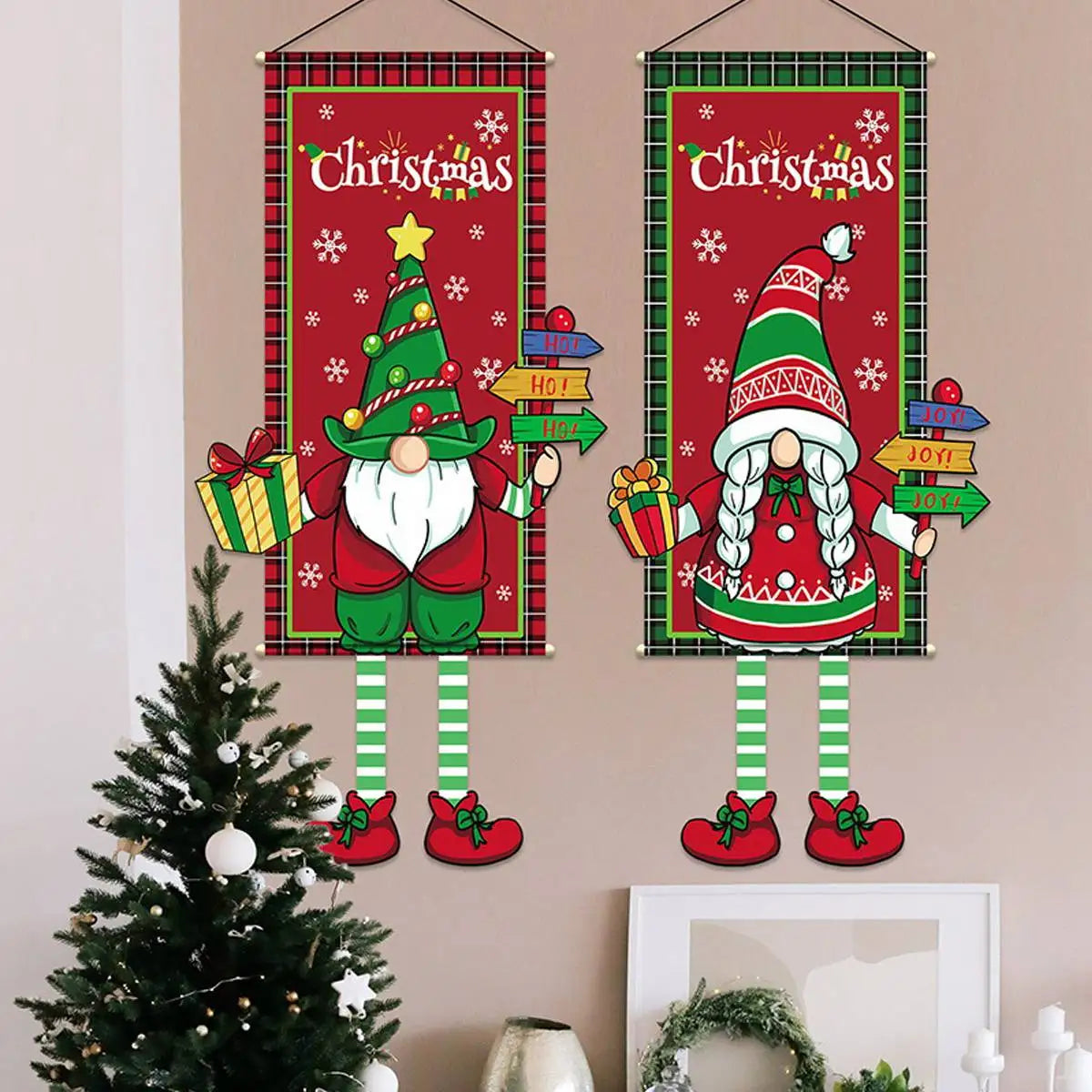 2024 Christmas Hanging Flag Banner Christmas Decorations For Home Door Christmas Ornaments Xmas Navidad Noel Gifts New Year 2025