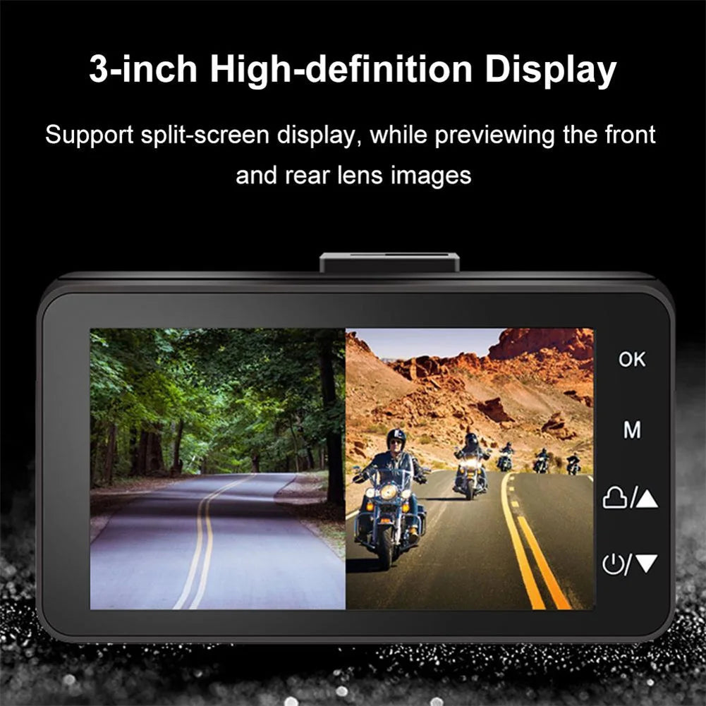 MT80 Motorcycle DVR Dual Video Front Rear With 3'' High Definition Screen Loop Recording Bike Cycle Driving Recorder Waterproof