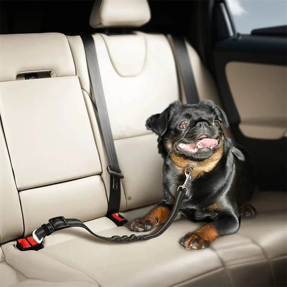 Adjustable Dog Car Seat Belt Harness for Dogs Nylon Reflective Cushioning Elasticity Car Travel Dog Accessories for Dogs