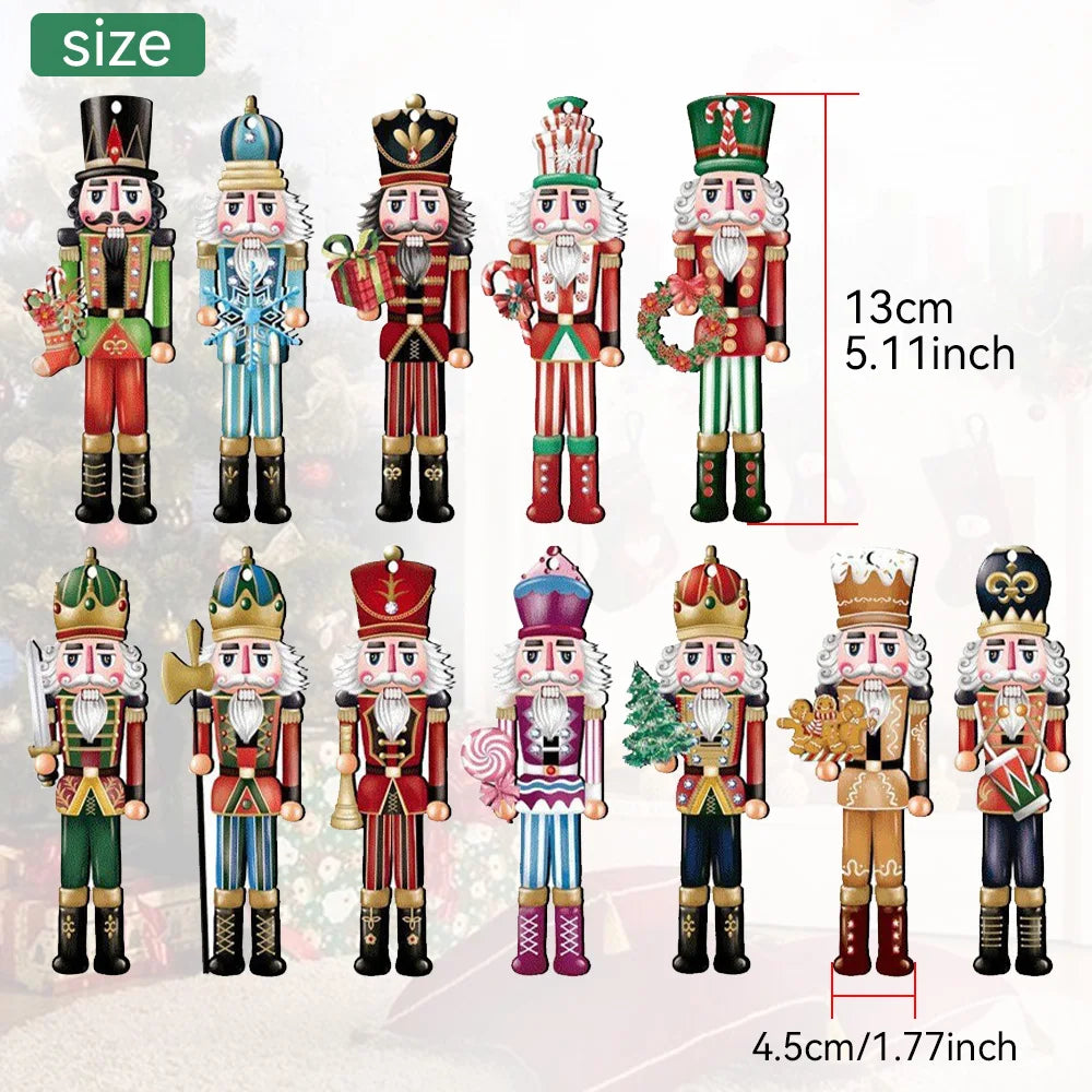 12/24/36Pcs Christmas Wooden Pendant Nutcracker Soldier Hanging Ornament Wood Gift For Xmas Tree New Year Party Home Decoration