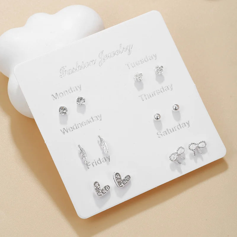 New Simple S925 Silver Needle Stud Earrings Set for Women Girls Cute Exquisite Mini Earrings Jewelry Gift Wholesale Direct Sales