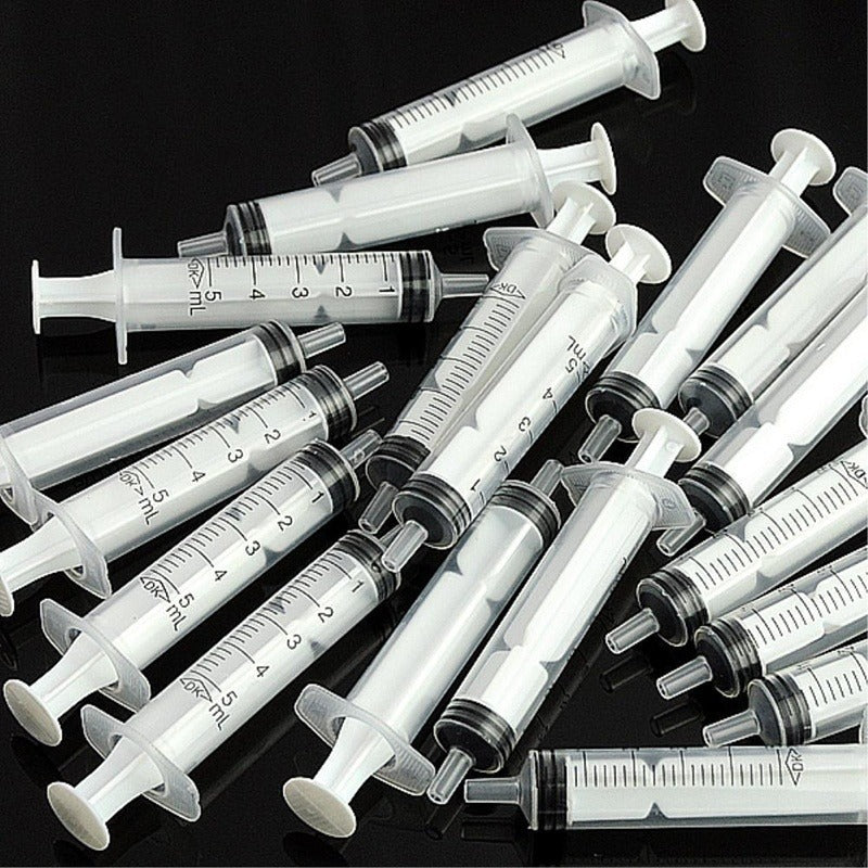 10x Disposable Plastic 5ml Injector Syringe No Needle for Lab Nutrient Measuring Small Pet Food Feeder (Without needle)