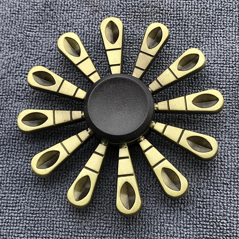 Fidget Finger Spinner Antique Brass Color Alloy Metal Hand Spinner Stress Relief Decompression Toy For Kids Adults Funny Gifts