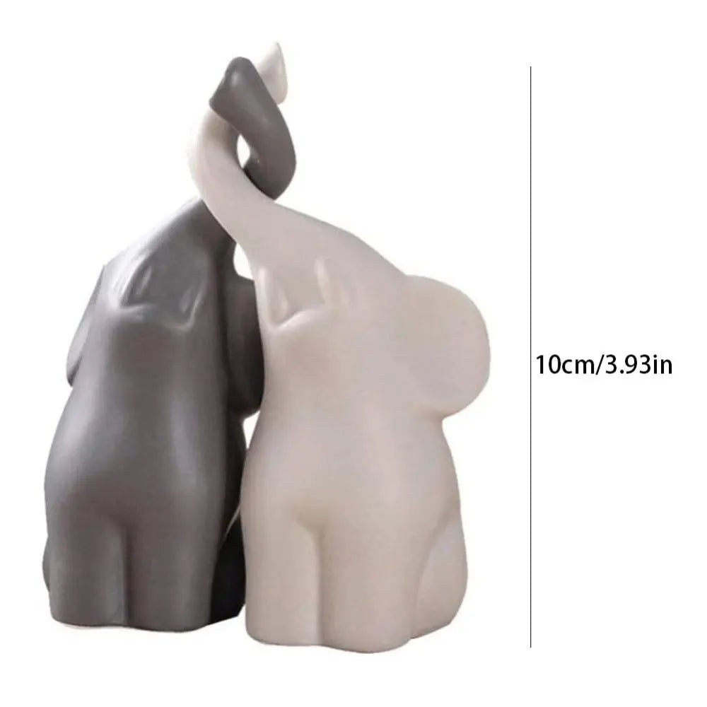 2pcs Ceramic Elephant Couples Figurines Miniatures Animal Ornaments Creative Figurines And Crafts Furnishings For Living Room