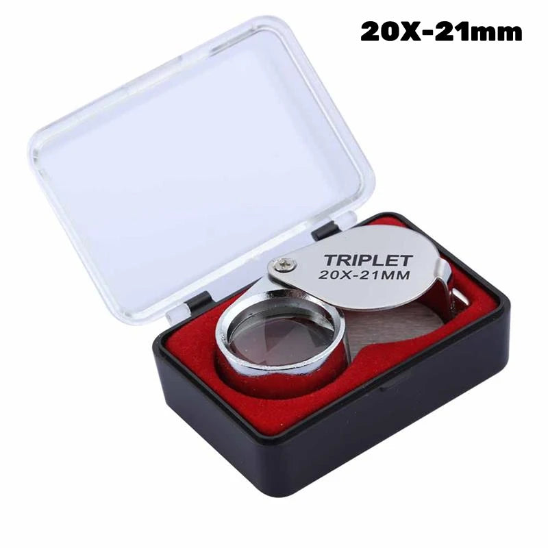 10x 20x 30X 21mm High Magnification Metal Folding Glass Lens Small Portable Jewelry Identification Magnifying Glass