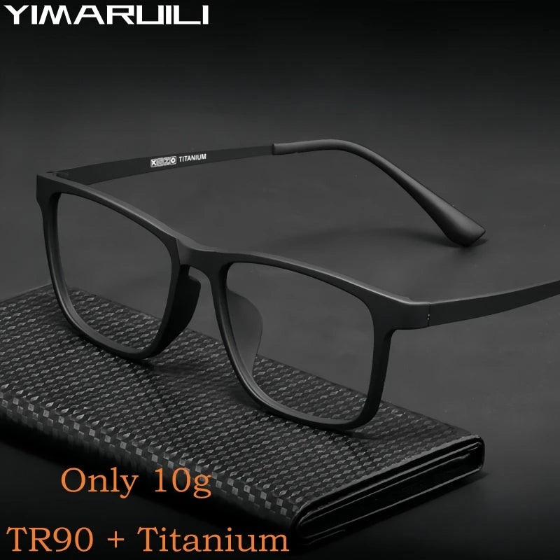 YIMARUILI Ultra Light Fashion Men's Glasses Frames Square Comfortable Pure Titanium Optical Prescription Big Eyeglasses HR3068