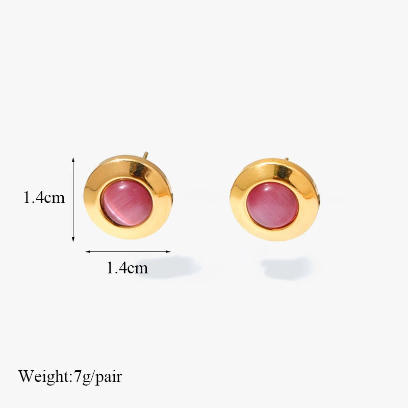 EILIECK 316L Stainless Steel Heart Eye Stone Small Earrings For Women 2024 New Fashion Ear Stud Waterproof Jewelry Gift Bijoux