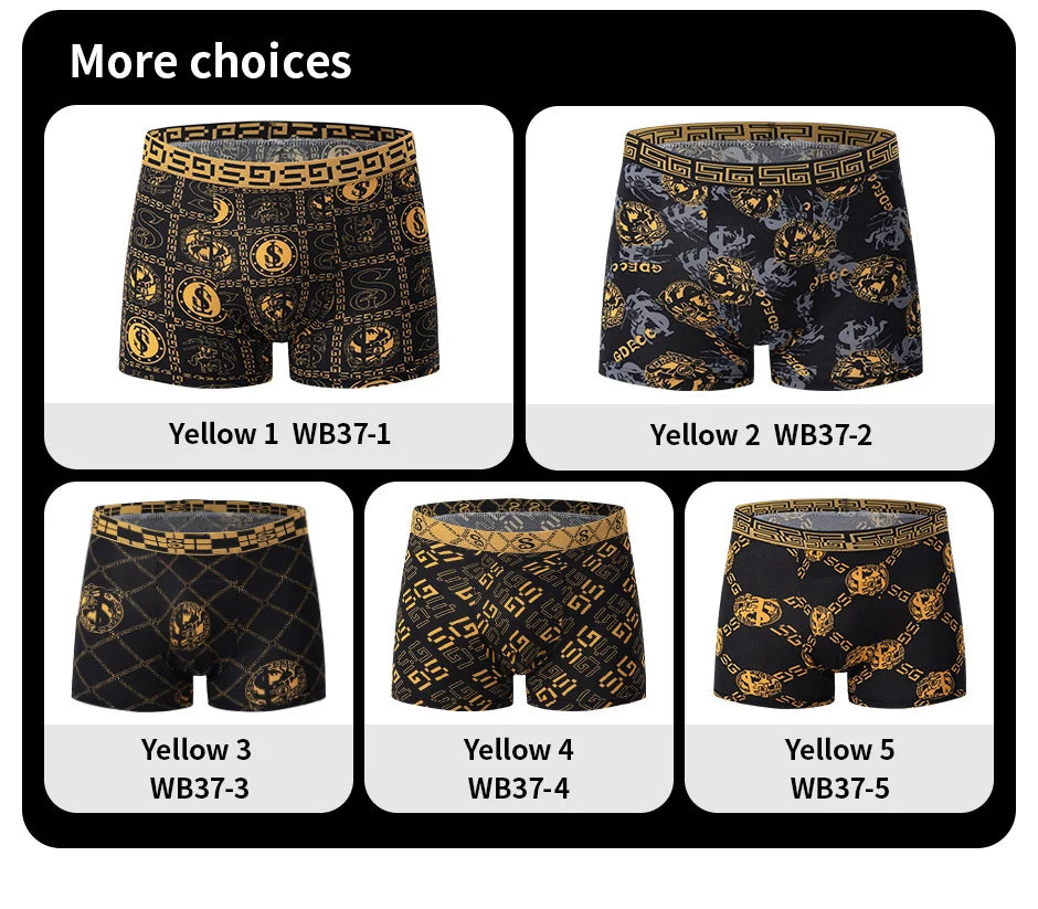 5 /10 Pack Men's Black Gold Printed Boxer Underwear Comfortable And Versatile Plus Size Sexy Young Men's Leisure Sports Beach sh