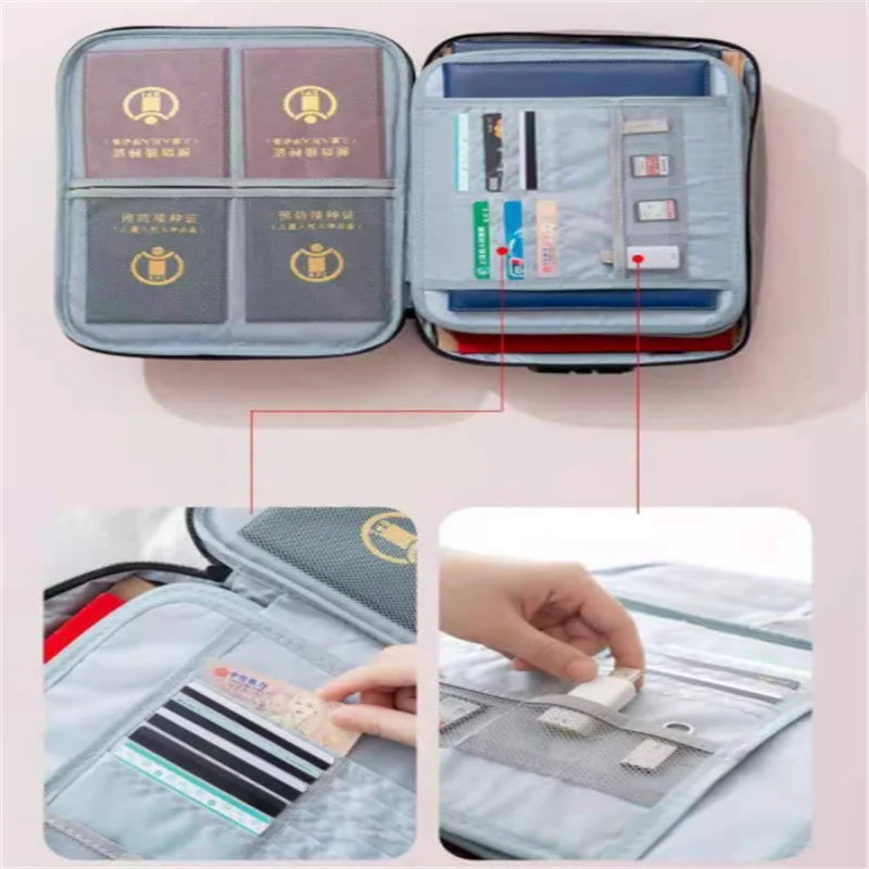 Document Organizer Briefcase A4 Folder Holder Men's Women's Bag Cover Purse Passport Home Safe Functional File Storage Case