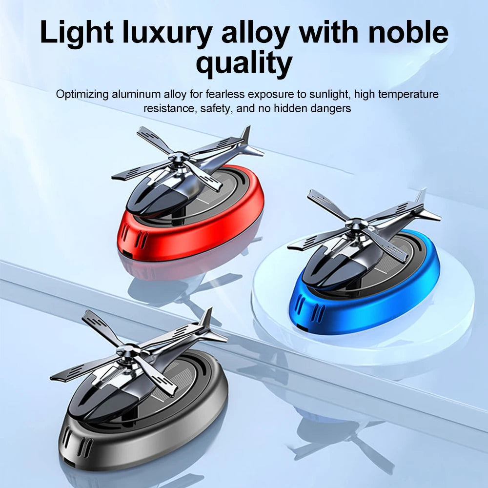 Solar Rotating Helicopter Aromatherapy Car Ornaments Car Air Freshener Alloy + ABS Wooden Aromatherapy Machine