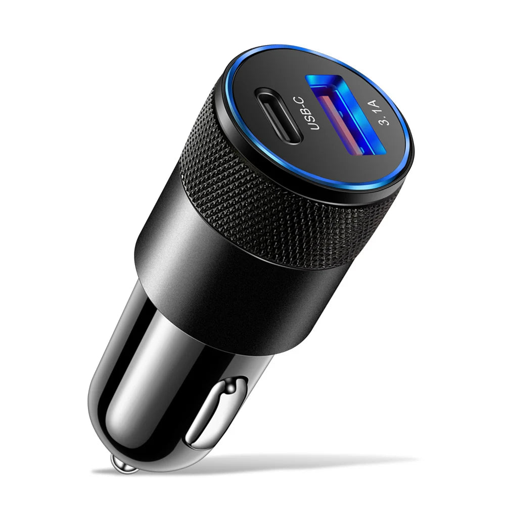 65W Quick Charge 3.0 Car Charger Cigarette Lighter Adapter USB Type C Fast Chargin Socket Power Outlet Interior Replacement Part