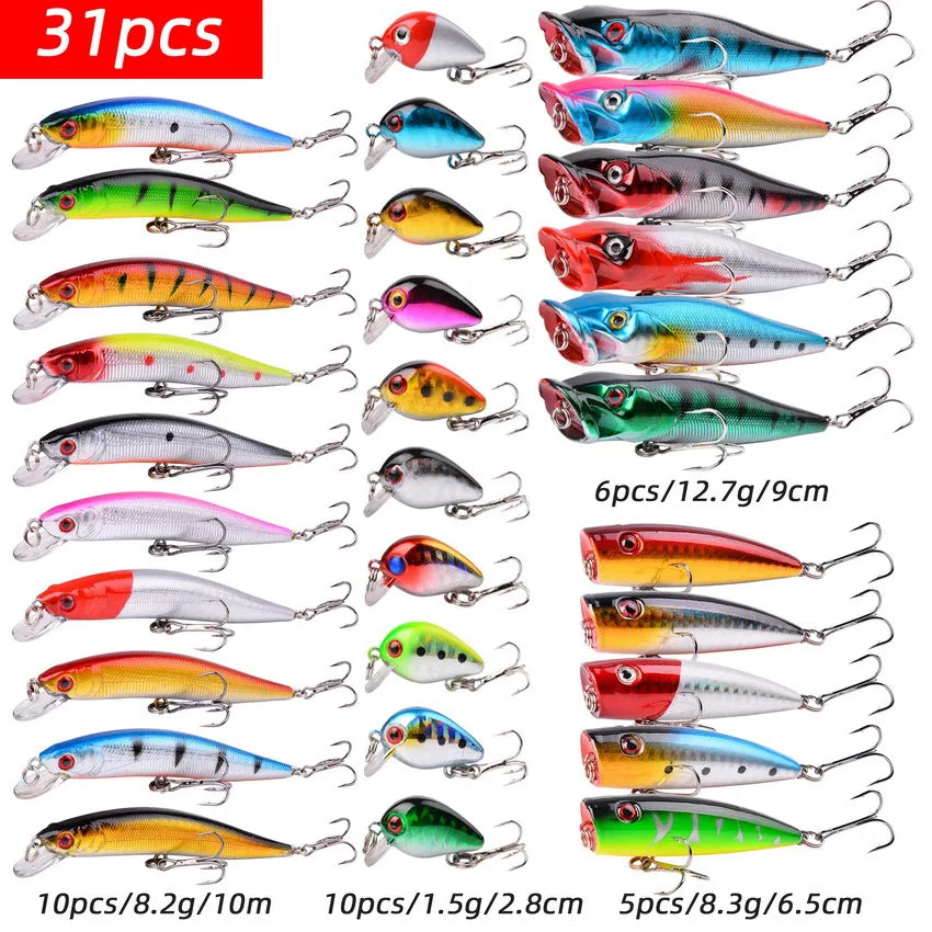 Mixed Fishing Lure Kits Crankbait Minnow Popper Lure Bass Baits wobbler Set Lifelike Fake Fishing bait Tackle