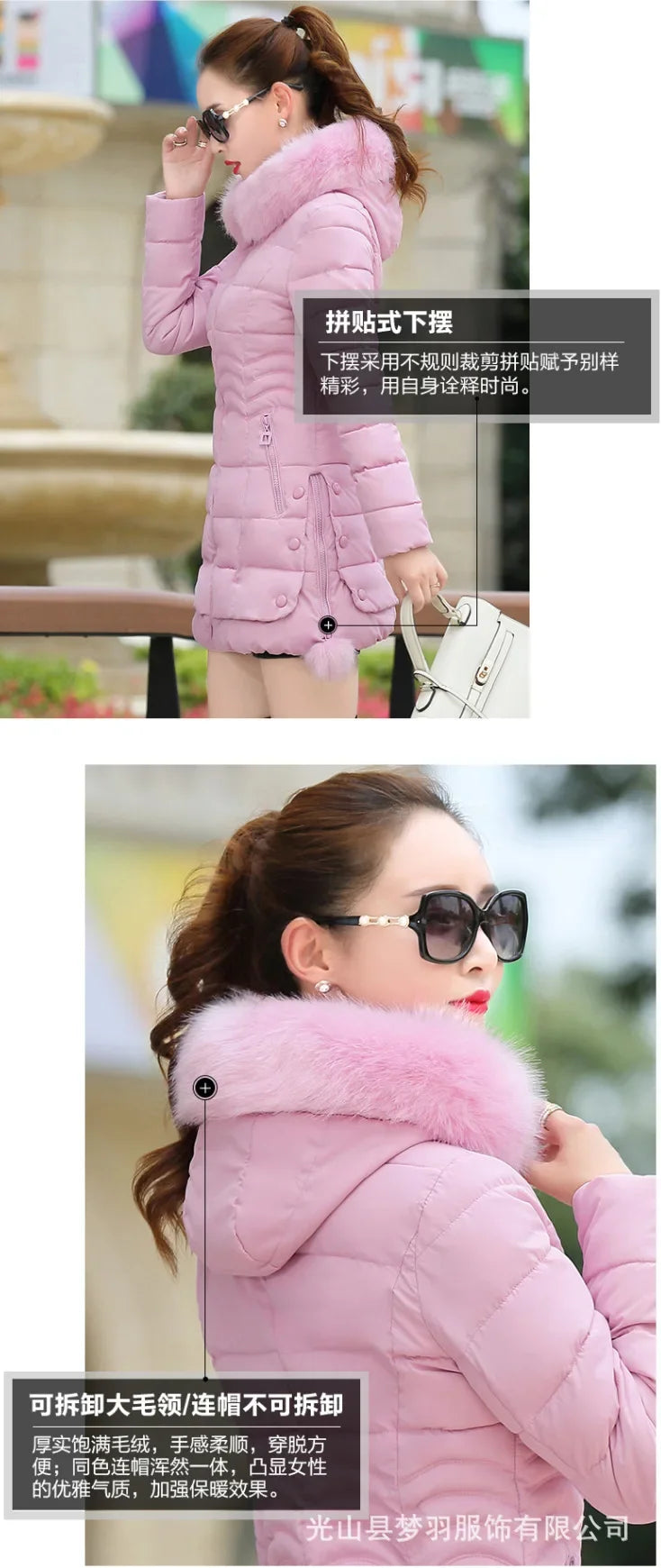 2024 Winter Women Jacket Parkas Big Fur Collar Hooded Thick Warm Down Cotton Coat Female Casual Fashion Female Outerwear R006