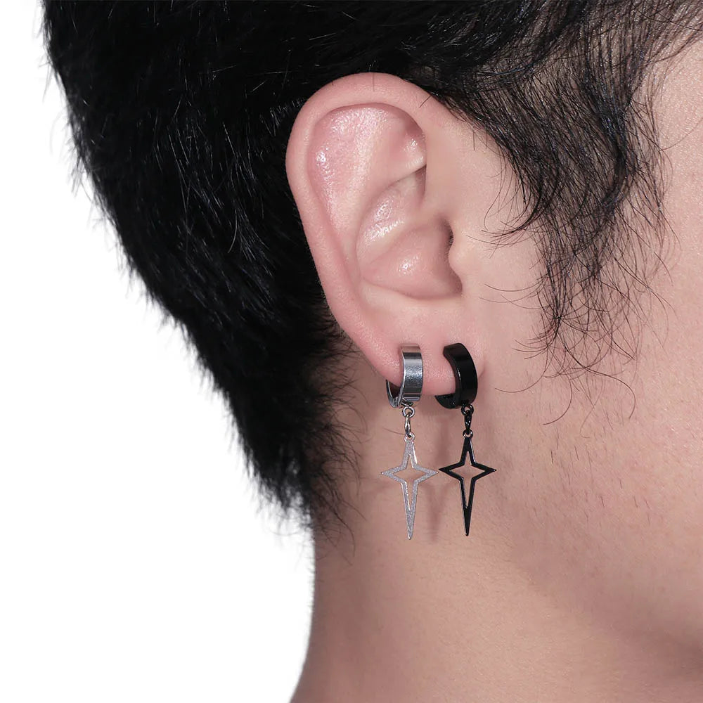 1 Pcs Geometric Triangle Cross Fake Piercing Ear Cuff Men Woman No Hole Stainless Steel Fashion Jewelry