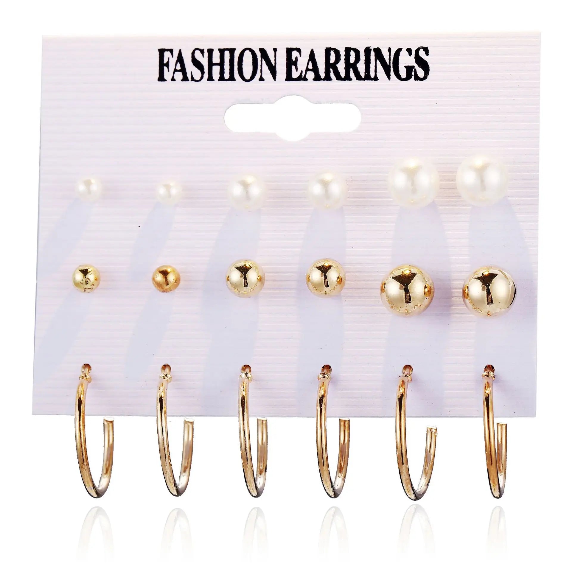 European and American cross-border new minimalist earrings wholesale creative minimalist retro pearl circle earring set 9 pairs