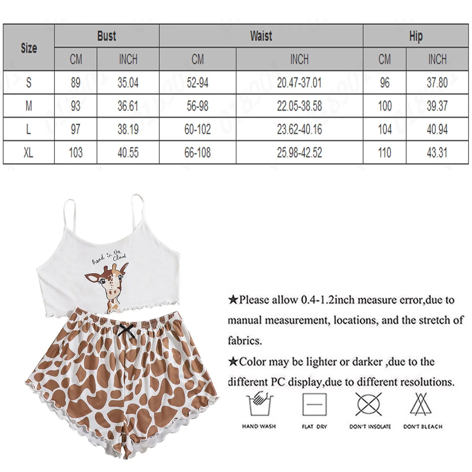 Women'S Giraffe Print Pajama Set Close-Fitting Casual Homewear Sexy Camisole Top Giraffe Spotted Shorts пижама женская